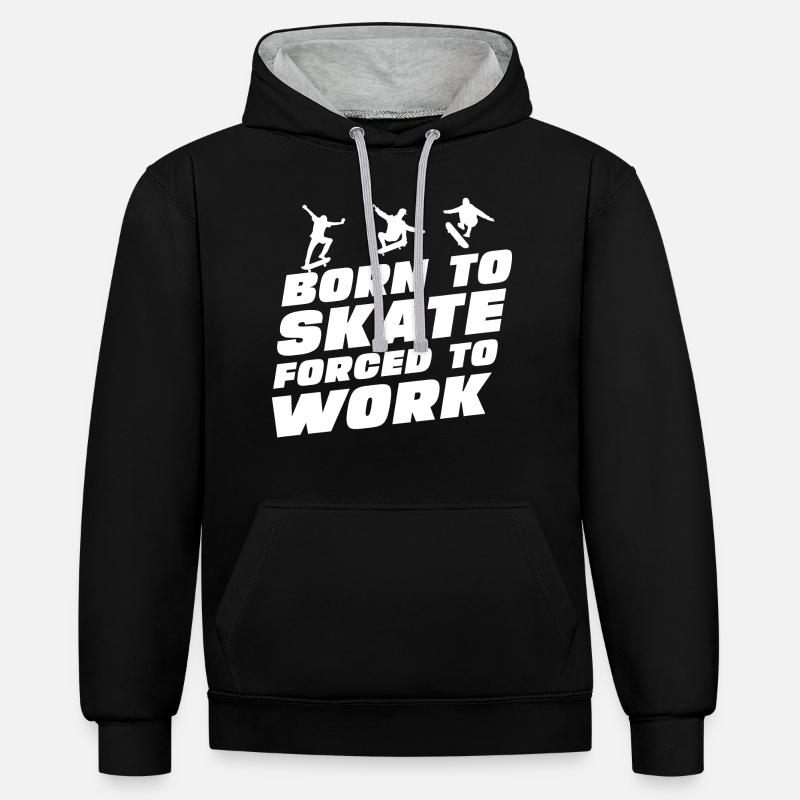 Drôle de slogan de skateboard - Sweat à capuche contrasté - noir/gris chiné