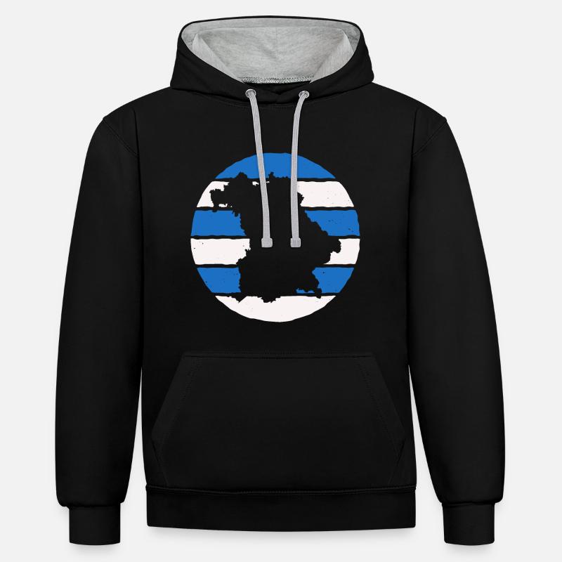 Bavière Drapeau de la Bavière - Sweat à capuche contrasté - noir/gris chiné