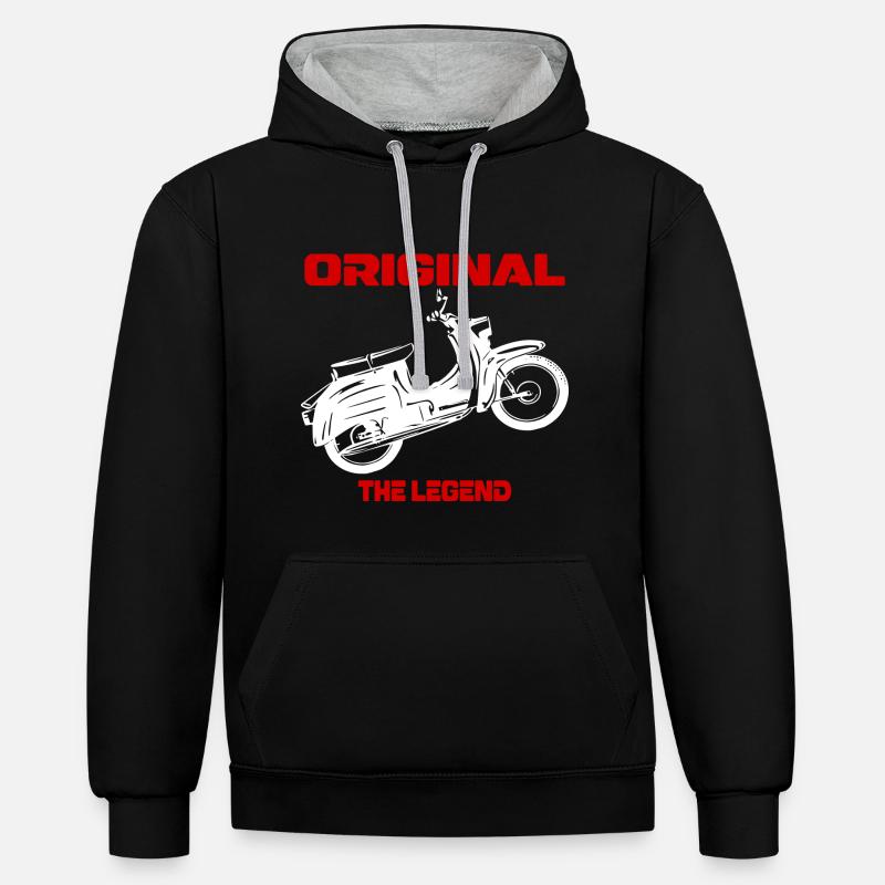 Cyclomoteur Simson Schwalbe RDA - Sweat à capuche contrasté - noir/gris chiné