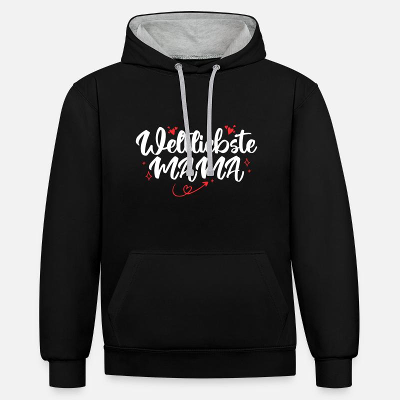 Mutter Familie Mama Geschenk - Sweat à capuche contrasté - noir/gris chiné