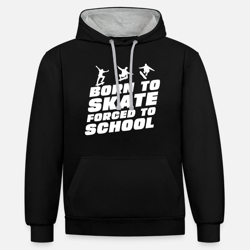 Drôle de slogan de skateboard - Sweat à capuche contrasté - noir/gris chiné