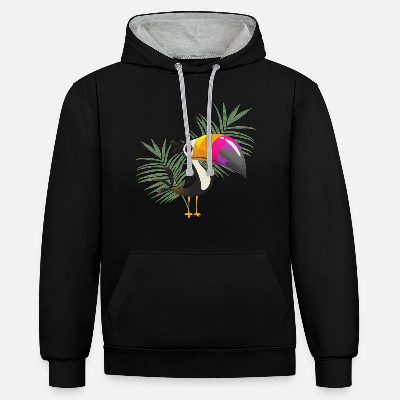 toucan - Contrast hoodie - black/heather grey