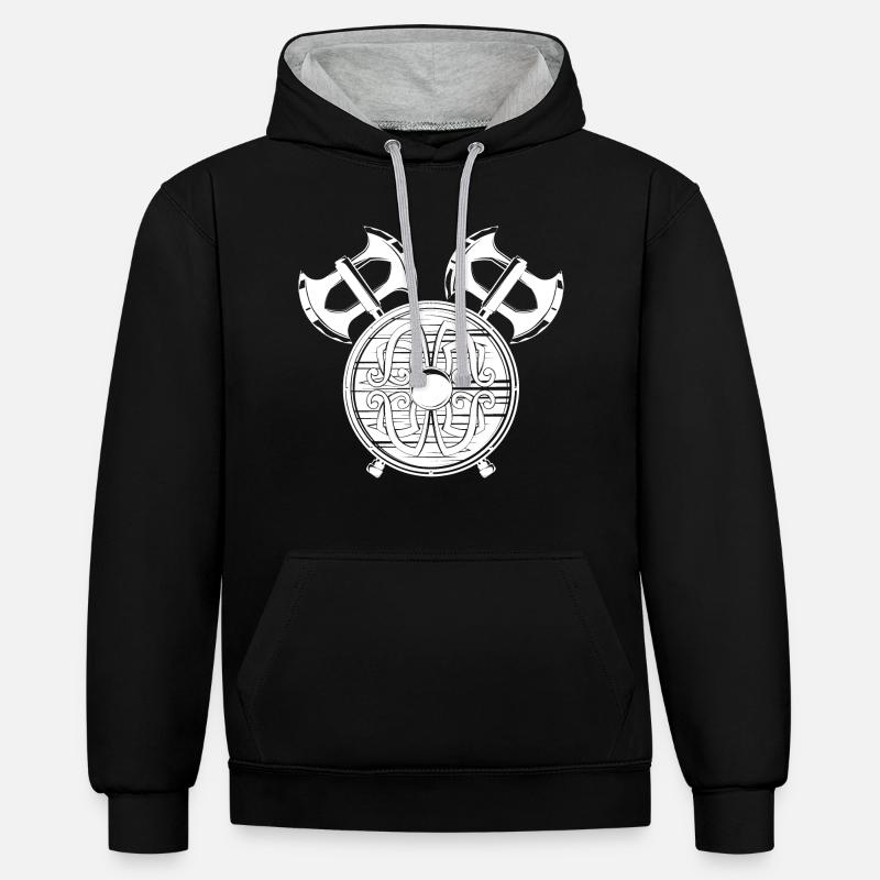 Vikings - Sweat à capuche contrasté - noir/gris chiné