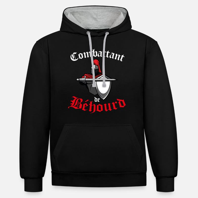 combattant de béhourd - Sweat à capuche contrasté - noir/gris chiné
