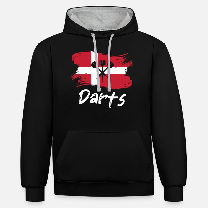 Danemark Dart Player Design - Sweat à capuche contrasté - noir/gris chiné