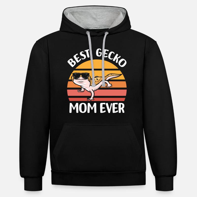 Amoureux du Gecko - Sweat à capuche contrasté - noir/gris chiné