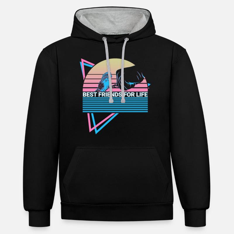 Perruche Perruche Rétro - Sweat à capuche contrasté - noir/gris chiné