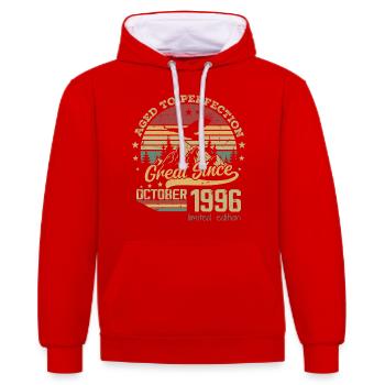 28 years old Aged to Perfection born: October 1996 - Contrast hoodie - red/white - Front - Liana (172cm) & Jaron (178cm)