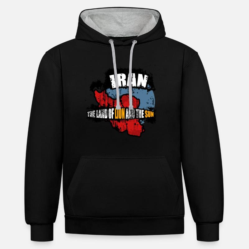 Iran. Téhéran - Sweat à capuche contrasté - noir/gris chiné