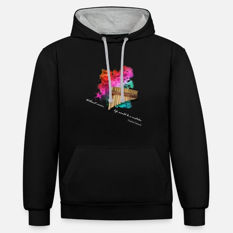 panpipe - Sweat à capuche contrasté - noir/gris chiné