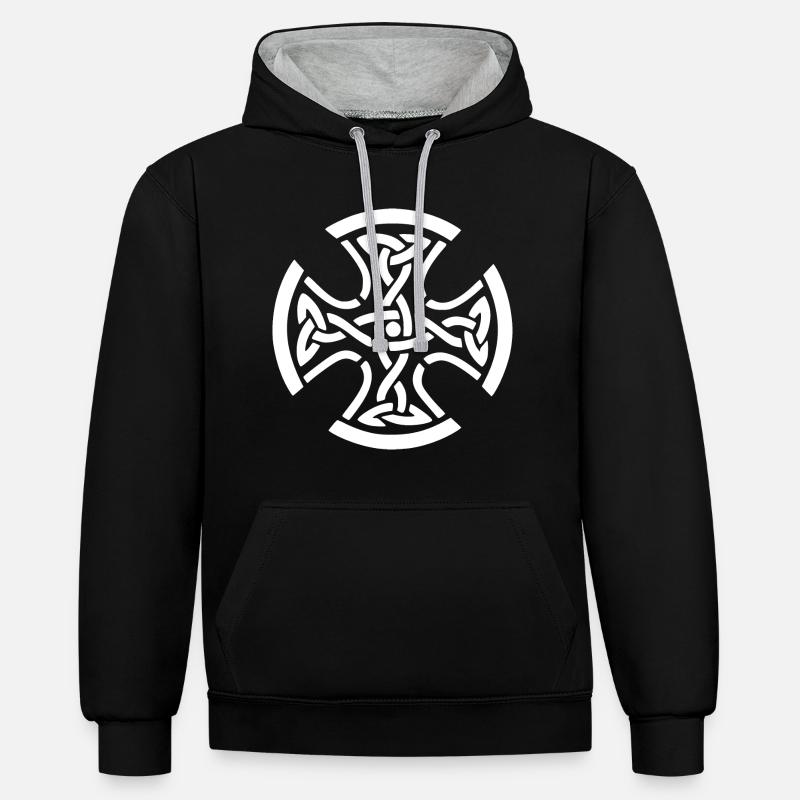 CELTIC CROSS WHITE - Sweat à capuche contrasté - noir/gris chiné