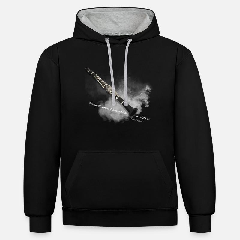 clarinette - Sweat à capuche contrasté - noir/gris chiné