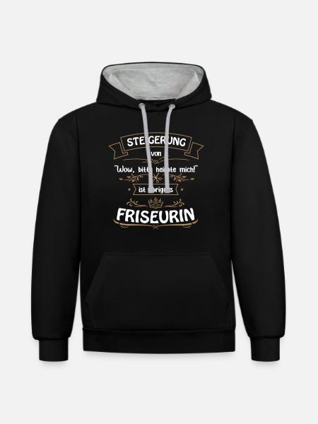 Friseurin/Frisörin ist unschalgbar! - Kontrast-Hoodie - Schwarz/Grau meliert