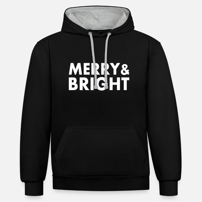 Merry and bright - Sweat à capuche contrasté - noir/gris chiné