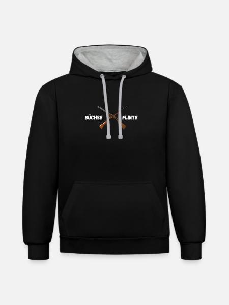 Jagen Büchse Flinte - Kontrast-Hoodie - Schwarz/Grau meliert