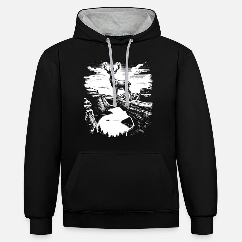 Trolltunga, Norvège - Sweat à capuche contrasté - noir/gris chiné