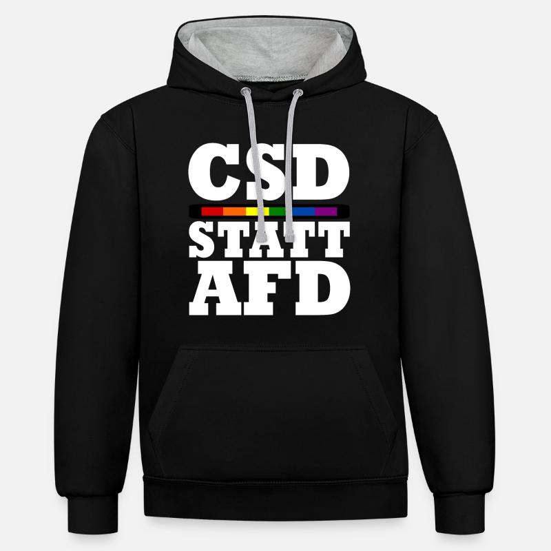 Csd statt afd - Kontrast-Hoodie - Schwarz/Grau meliert