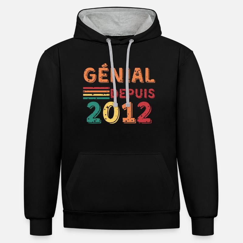 génial depuis 2012 - Sweat à capuche contrasté - noir/gris chiné
