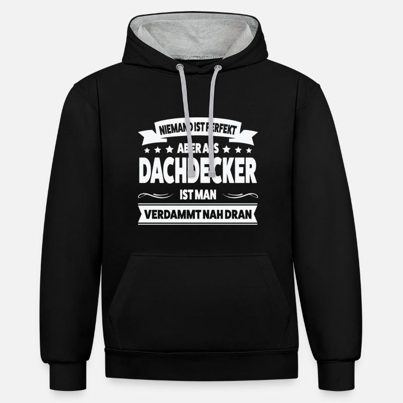 Dachdecker Beruf Dachdecken Geschenk - Kontrast-Hoodie - Schwarz/Grau meliert