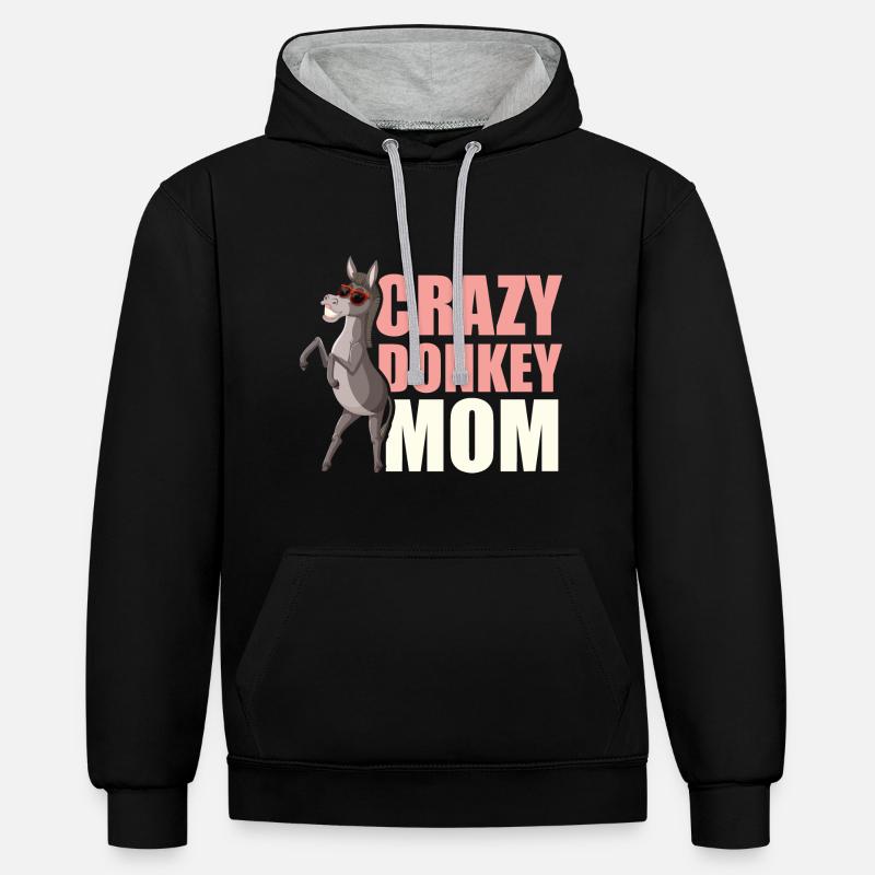 Donkey Mom - Contrast hoodie - black/heather grey