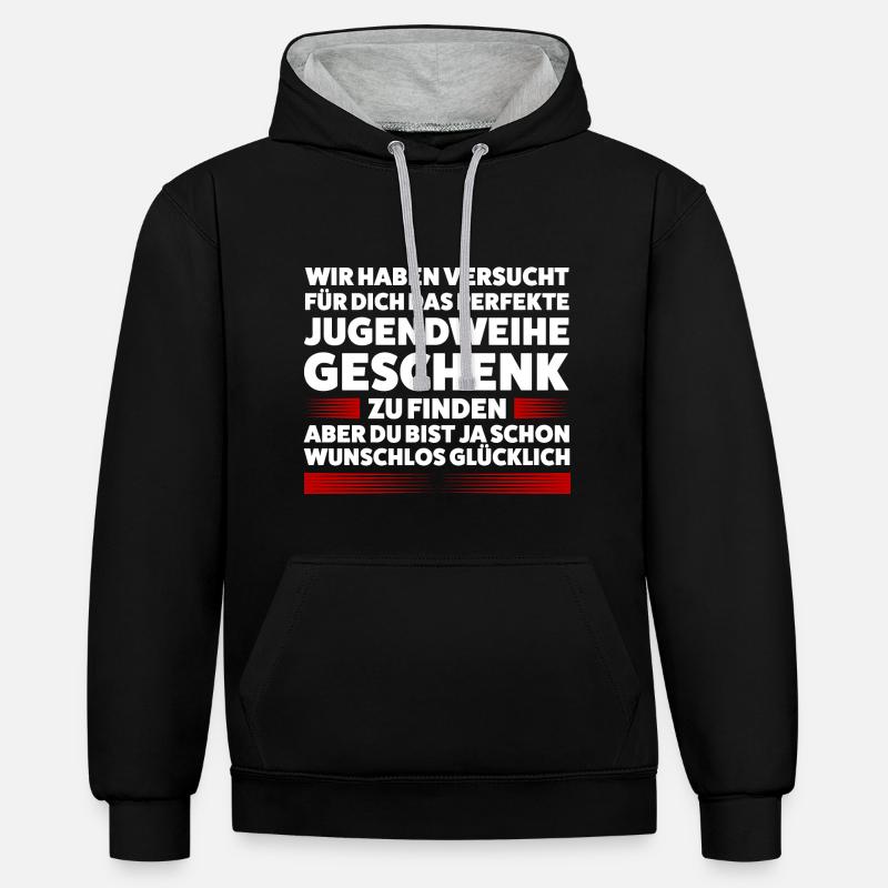 Jugendweihe Jugend Jugendfeier Geschenk - Kontrast-Hoodie - Schwarz/Grau meliert