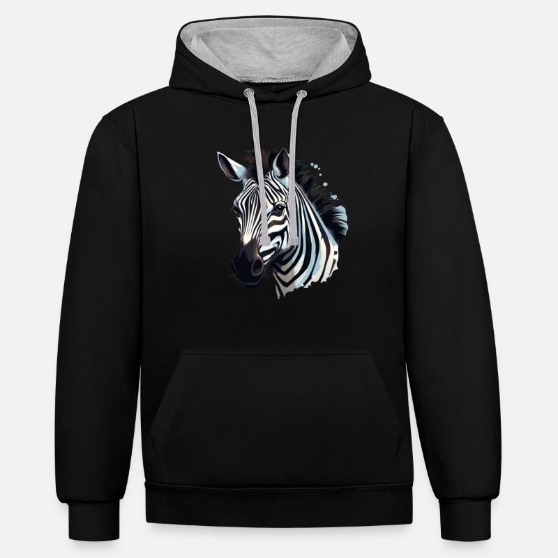 Zebra huvud - Kontrastluvtröja - svart/gråmelerad