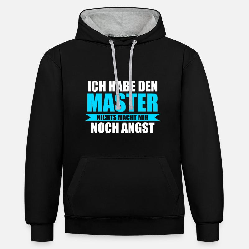 Master Prüfung Masterabschluss Geschenk - Kontrast-Hoodie - Schwarz/Grau meliert