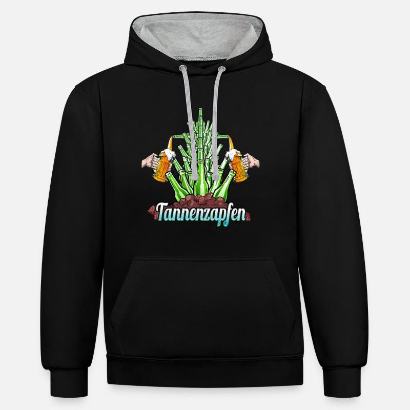 Pinecone beer tree - Contrast hoodie - black/heather grey