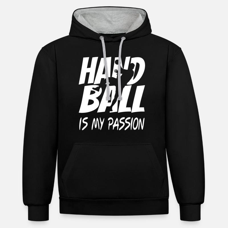 Handball Handballer - Sweat à capuche contrasté - noir/gris chiné
