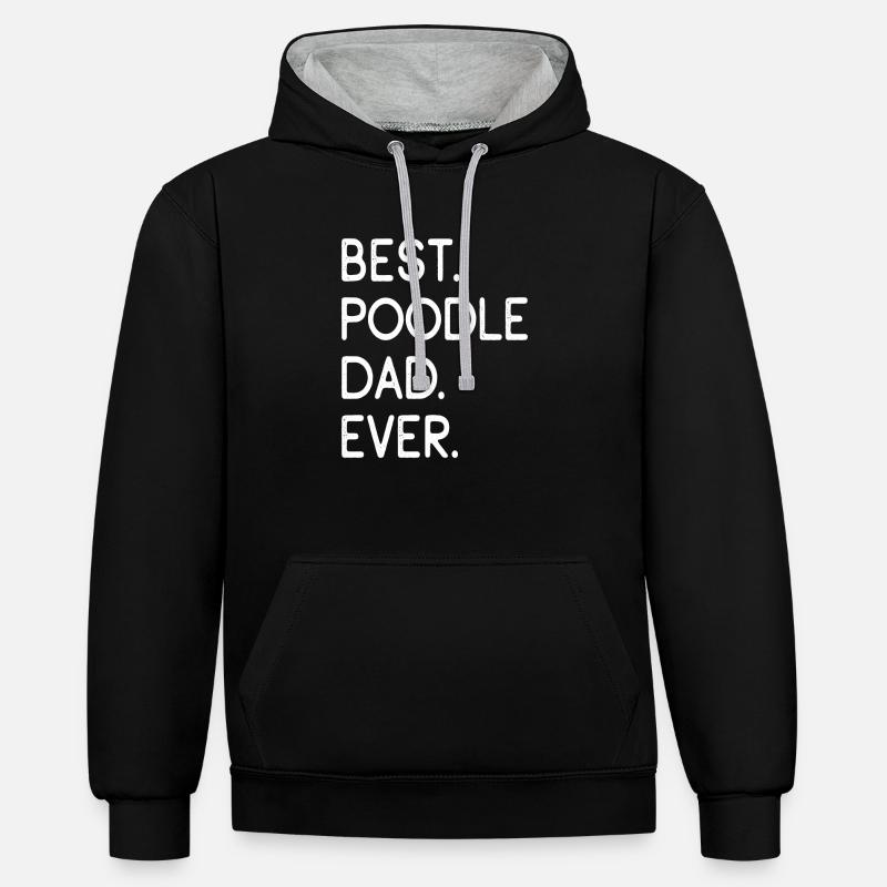 Caniche Pudel - Sweat à capuche contrasté - noir/gris chiné