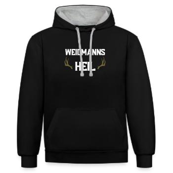 Weidmanns Heil Jäger - Kontrast-Hoodie - Schwarz/Grau meliert - Vorne - Anna (173cm) & Nico (186cm)