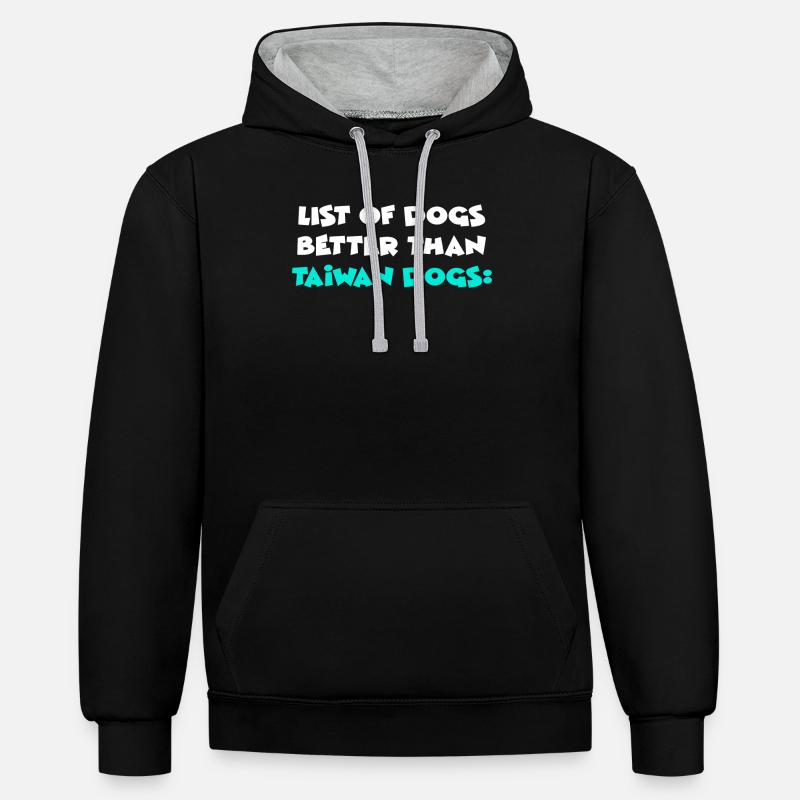 Chiens de Taïwan - Sweat à capuche contrasté - noir/gris chiné