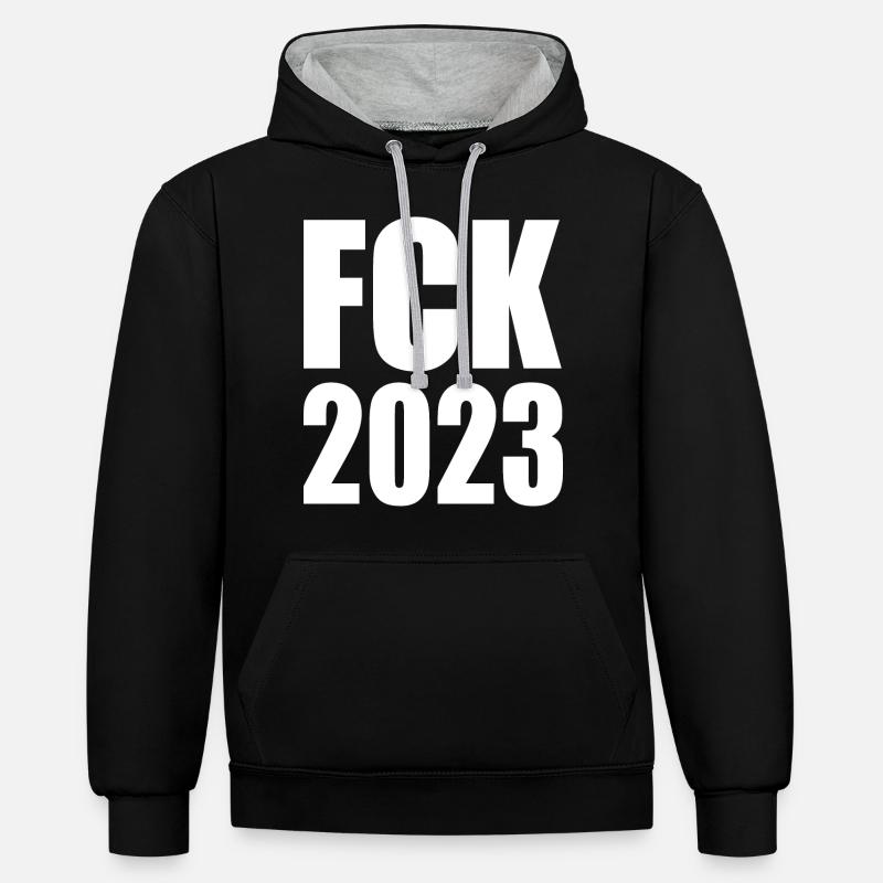 Fck 2023 - Sweat à capuche contrasté - noir/gris chiné