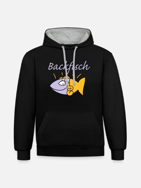 Backfisch - Kontrast-Hoodie - Schwarz/Grau meliert