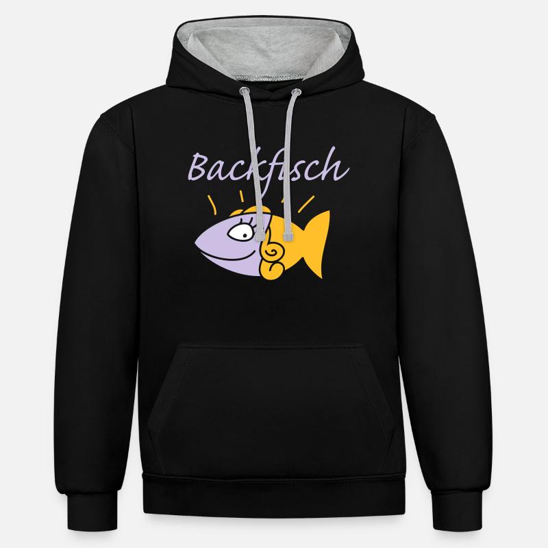 Backfisch - Kontrast-Hoodie - Schwarz/Grau meliert