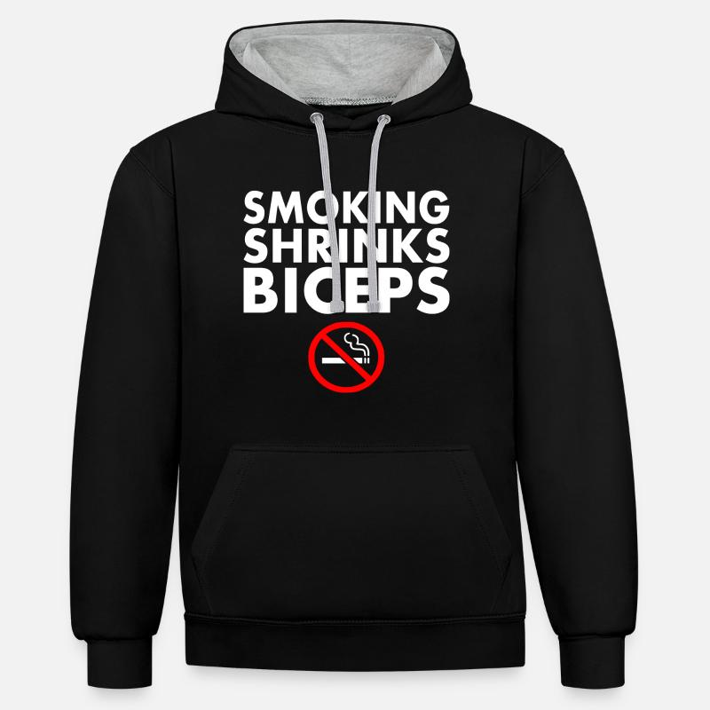 Smoking shrinks the biceps - Sweat à capuche contrasté - noir/gris chiné