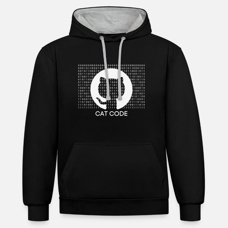 Code chat - Sweat à capuche contrasté - noir/gris chiné