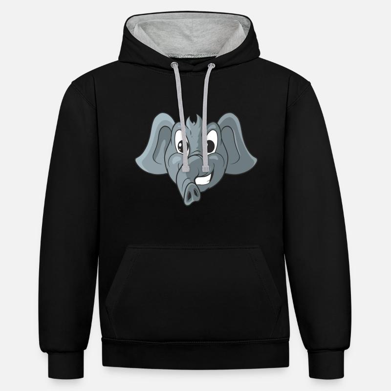 Éléphant mignon - Sweat à capuche contrasté - noir/gris chiné