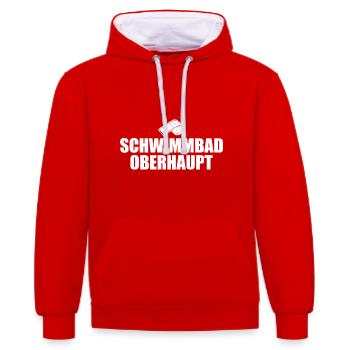 Schwimmbad Oberhaupt Bademeister Geschenkidee - Kontrast-Hoodie - Rot/Weiß - Vorne - Liana (172cm) & Jaron (178cm)