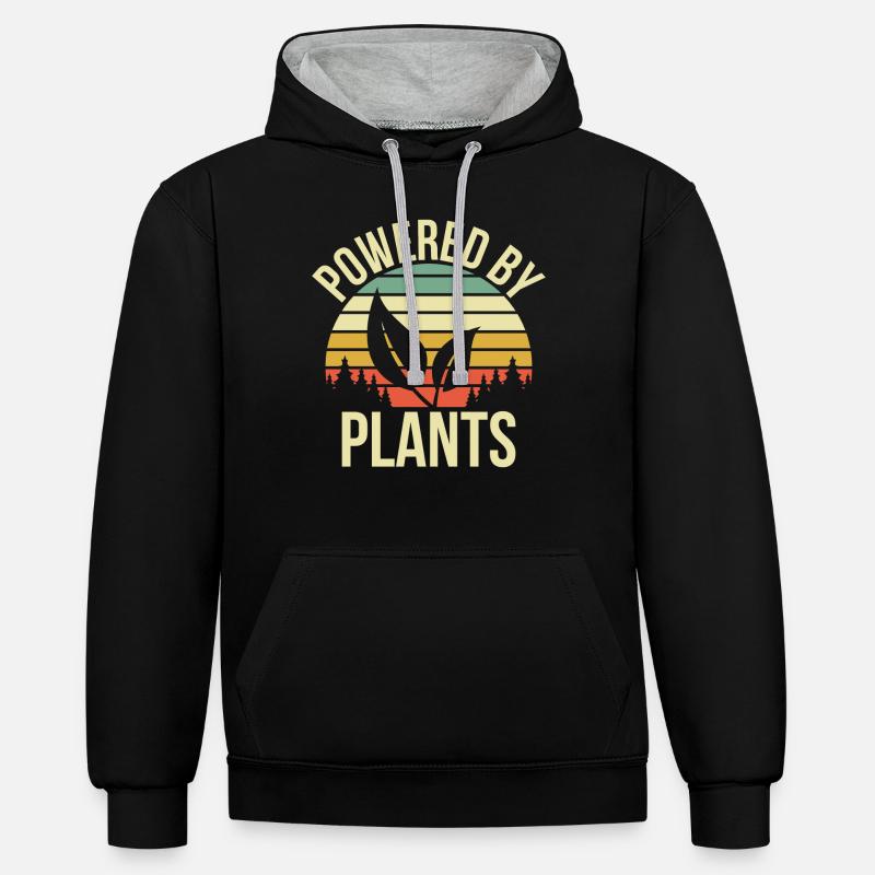 Propulsé par plantes cadeau - Sweat à capuche contrasté - noir/gris chiné