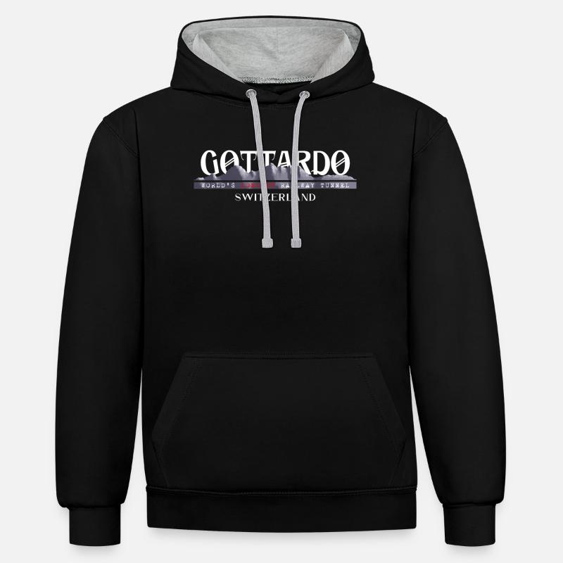 Gottardo - Sweat à capuche contrasté - noir/gris chiné