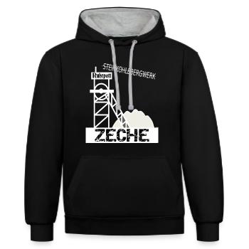 Ruhrpott Zeche - Kontrast-Hoodie - Schwarz/Grau meliert - Vorne - Anna (173cm) & Nico (186cm)