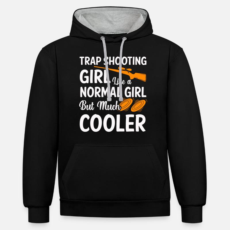 Fallenschießen - Kontrast-Hoodie - Schwarz/Grau meliert