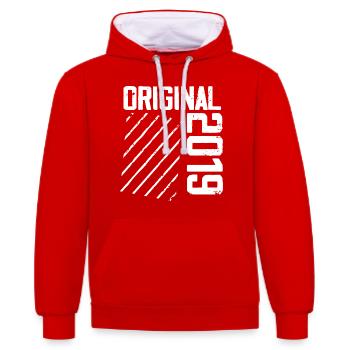 Original 2019 5th Anniversary Retro Gift - Contrast hoodie - red/white - Front - Liana (172cm) & Jaron (178cm)