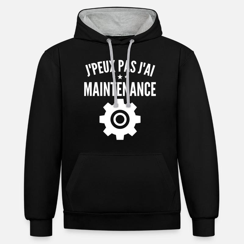 Maintenance informatique - Sweat à capuche contrasté - noir/gris chiné