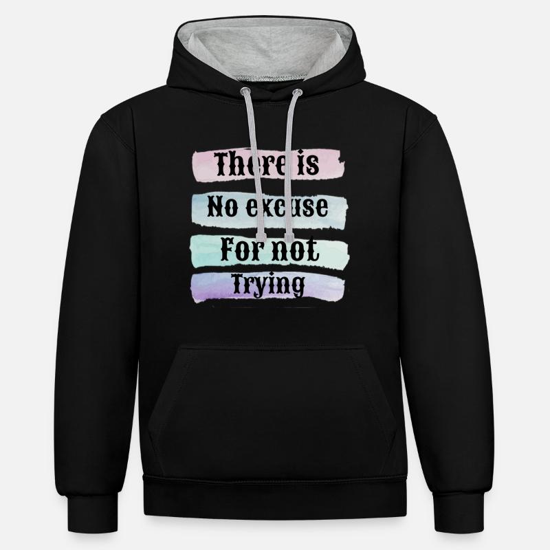 Humour - Sweat à capuche contrasté - noir/gris chiné
