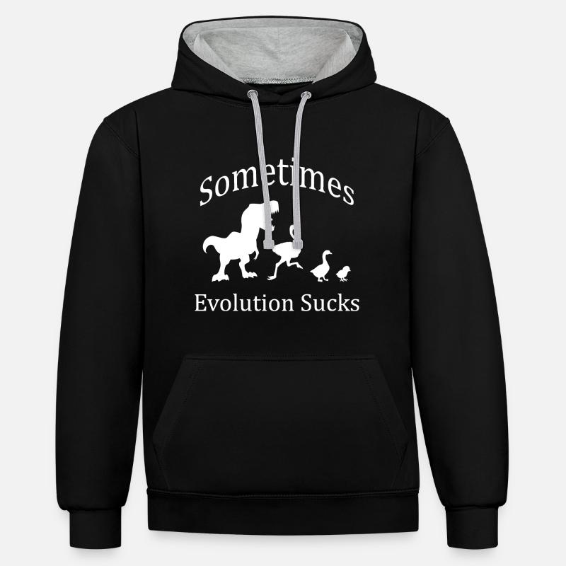 Sometimes Evolution Sucks - Sweat à capuche contrasté - noir/gris chiné