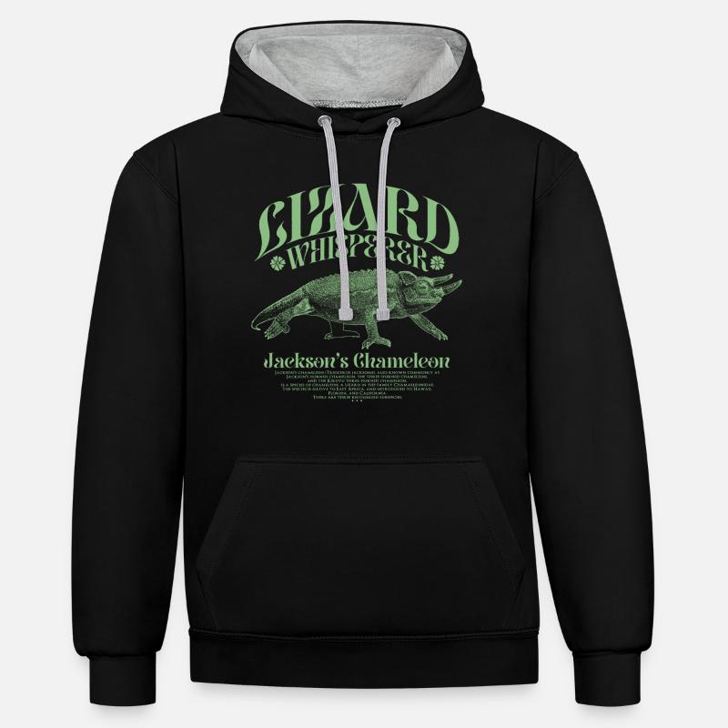 Jackson's Chamäleon Echsenflüsterer - Kontrast-Hoodie - Schwarz/Grau meliert