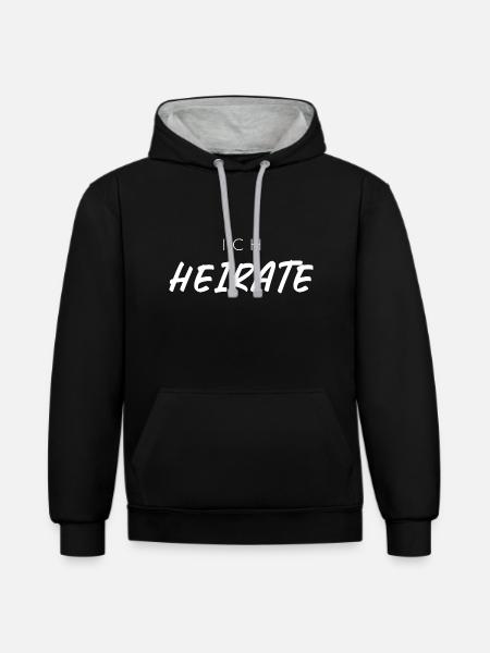 Ich heirate – Der Countdown läuft - Kontrast-Hoodie - Schwarz/Grau meliert