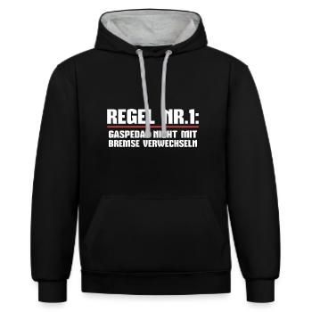 Fahrschullehrer Geschenk Fahrschule Fahrlehrer - Kontrast-Hoodie - Schwarz/Grau meliert - Vorne - Anna (173cm) & Nico (186cm)